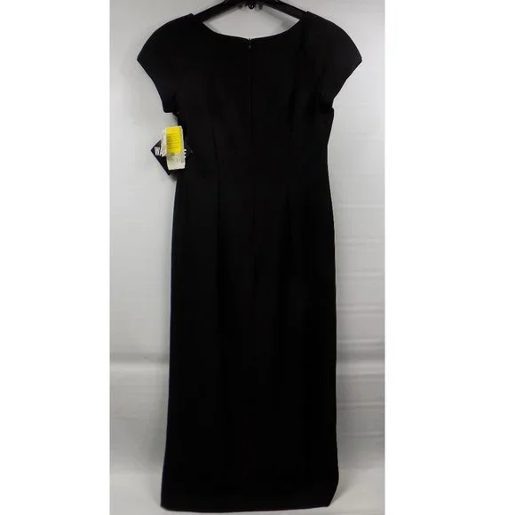 Virgo Petite Black Short Sleeve 1/2 Zip Back Full-Length Dress Size 8P NWT - Picture 4 of 10